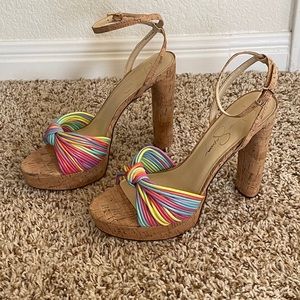 Jessica Simpson Immie Cork Rainbow Heels